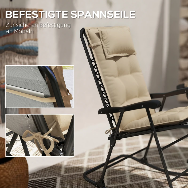 Outsunny 2er Set Auflage für Sonnenliege Wasserabweisend Liegenauflage für Gartenliege Polsterauflage 50x116x5 cm, Beige