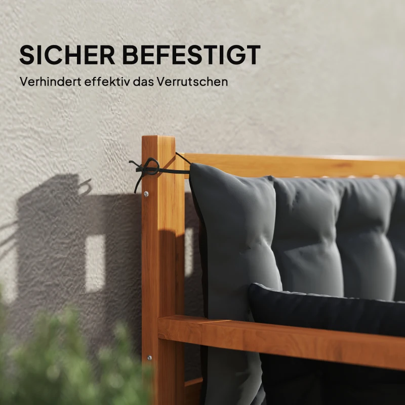 Outsunny Outdoor-Kissen-Set für Bank oder Hollywoodschaukel, zweifarbig, Polyester, Schaumstoff, 180 x 110 x 8 cm, Dunkelgrau