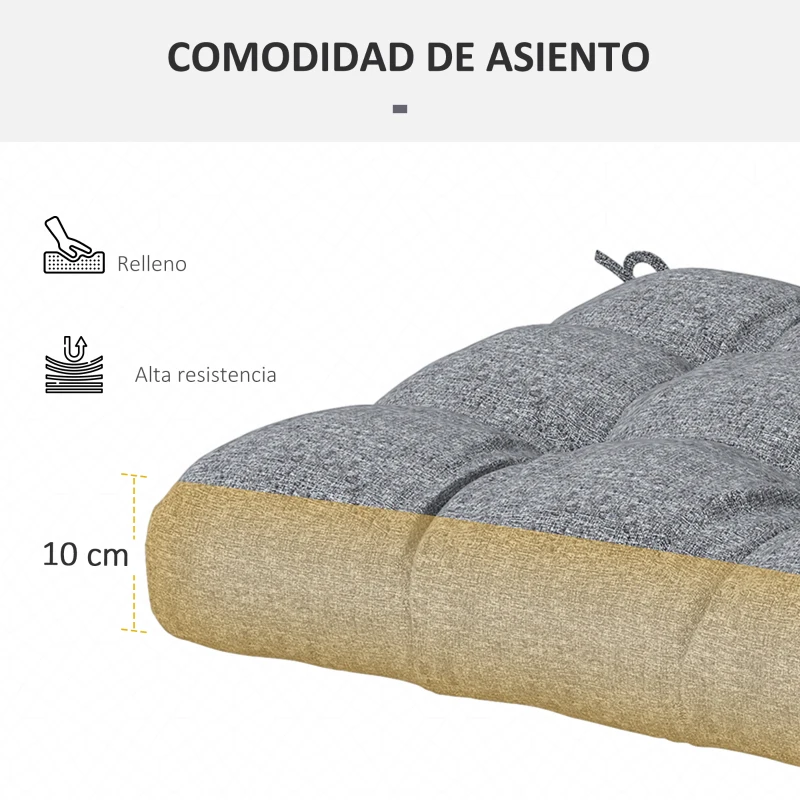 Outsunny Conjunto de Cojines para Sillas de Comedor y Jardín Impermeable y Anti-UV con 2 Cordones de Fijación 48x48x10 cm Gris