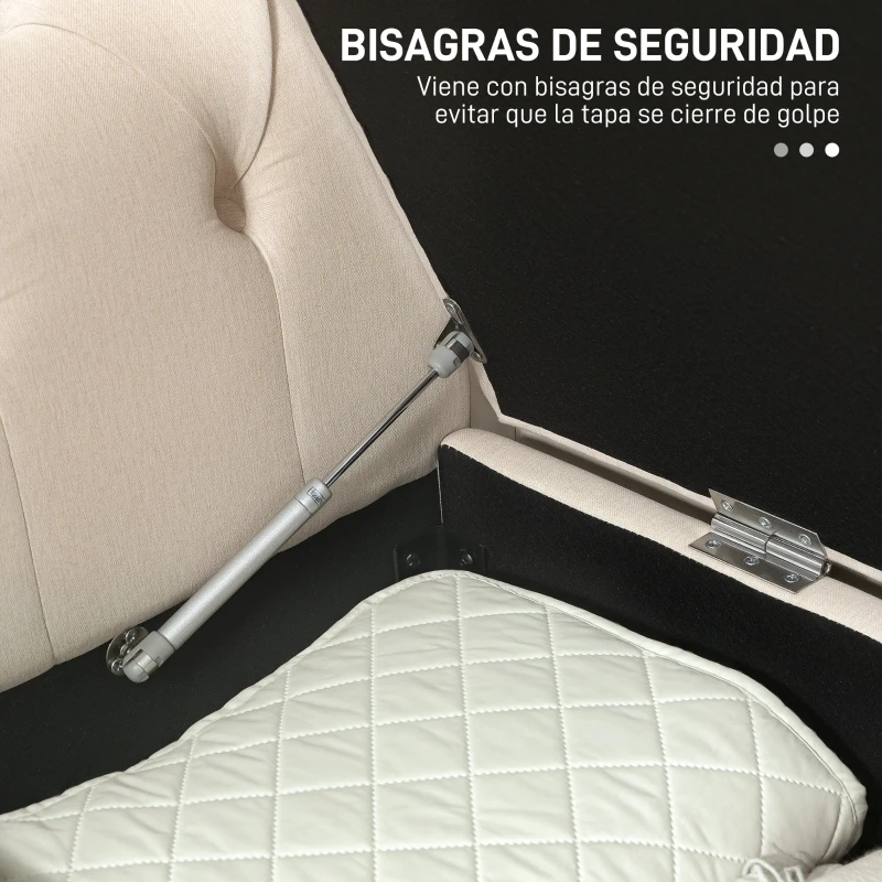 HOMCOM Banqueta de Almacenaje con Reposabrazos Enrollados para Dormitorio Salón Pasillo 146,5x49x74,5 cm Beige(m-7)