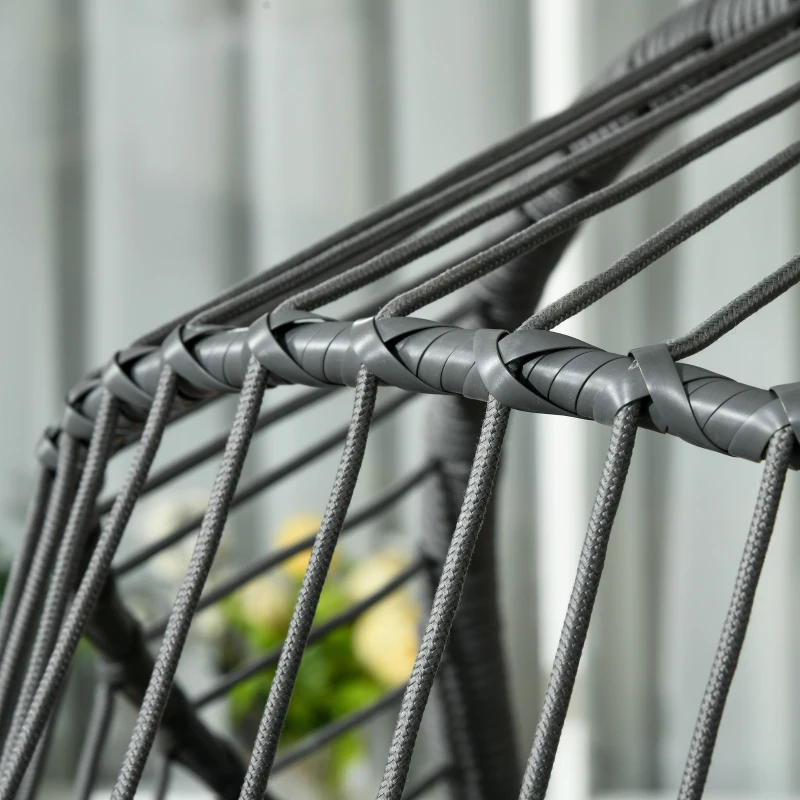 Outsunny Silla Colgante Huevo con Soporte con Cesta Plegable Cojín y Reposacabezas para Interior y Exterior Carga 120 kg Gris