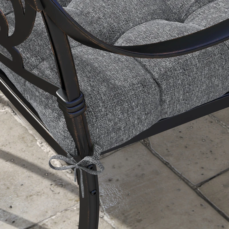 Outsunny Conjunto de Cojines para Sillas de Comedor y Jardín Impermeable y Anti-UV con 2 Cordones de Fijación 48x48x10 cm Gris