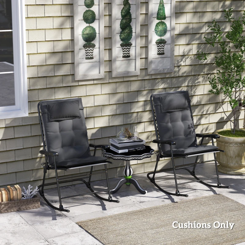 Outsunny Zestaw 2 Wodoodpornych Poduszek na Leżak Ogrodowy, Ciemnoszary 50x116x5 cm