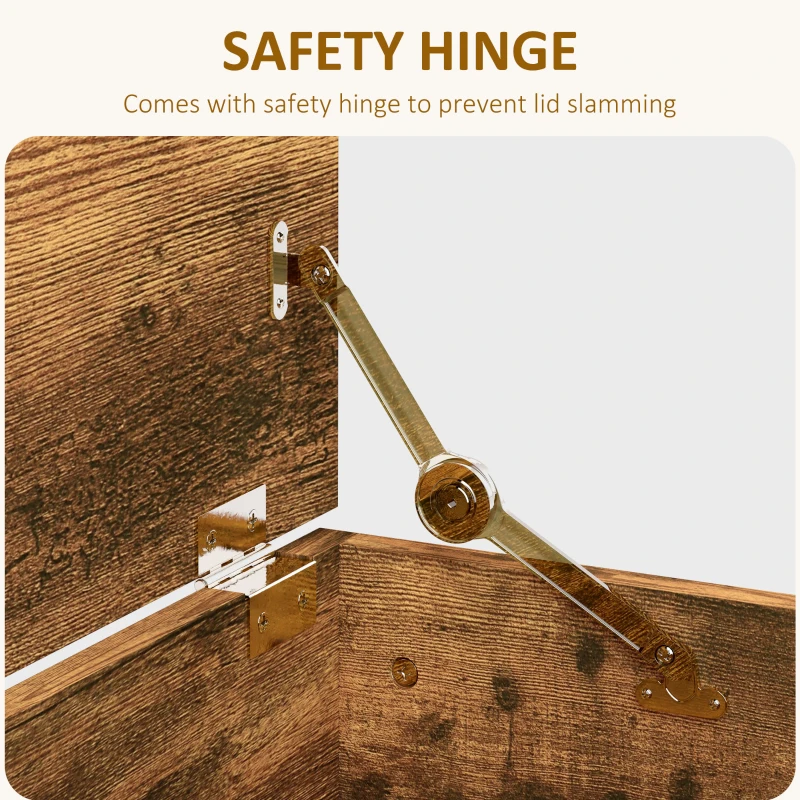 HOMCOM Bancă de Depozitare cu Picioare Antiderapante din Lemn, 100x40x40 cm, Maro