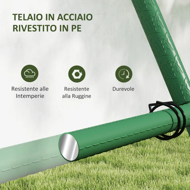 Outsunny Supporto per Pomodori a forma di A a Livelli Regolabili con Rete, in Acciaio, PE e PP, 101x133x227 cm, Verde