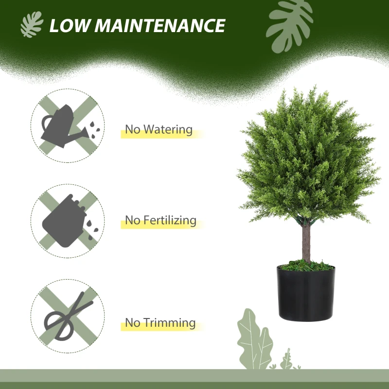 HOMCOM Plantă Artificială Cedru Rezistentă la Raze UV cu Ghiveci, Ø14,5x55 cm, Verde(m-5)