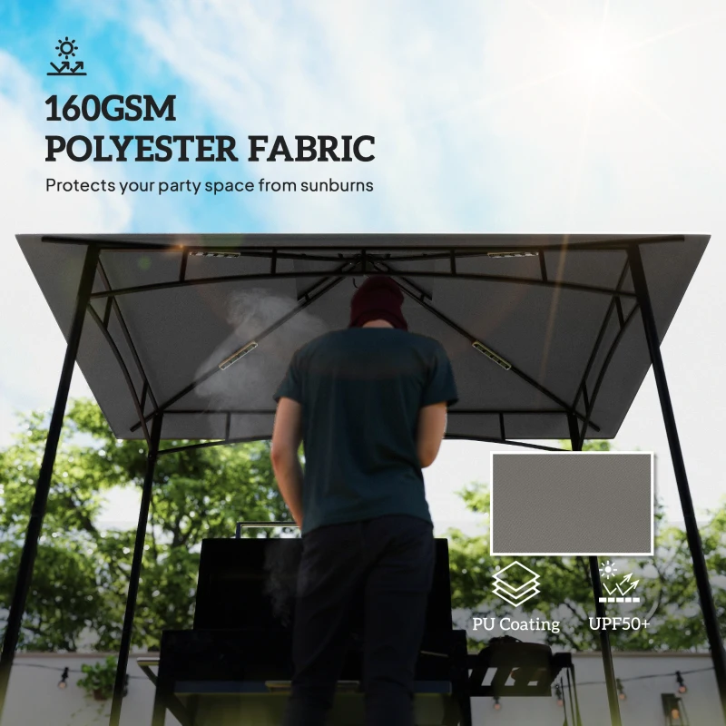 Outsunny Acoperiș de Schimb pentru Pergolă cu 2 Niveluri și Buzunare de Colț, 160 g/m², UV50+, 244x152 cm, Gri Deschis