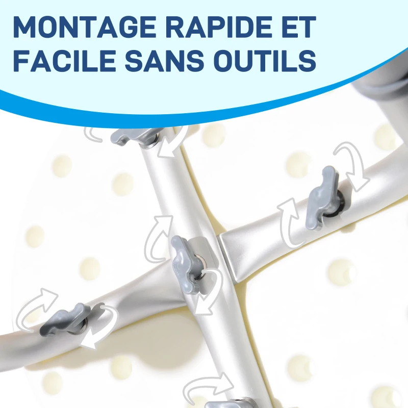 HOMCOM Siège de Douche réglable en Hauteur Tabouret de Douche Ergonomique Pieds antidérapants Charge Max. 136 Kg alu HDPE Blanc