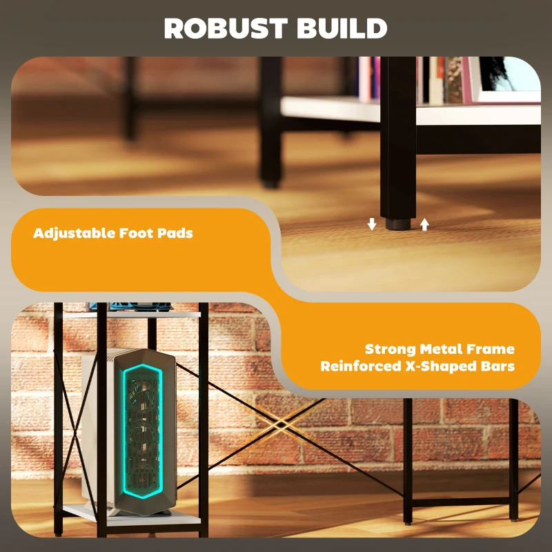 HOMCOM Birou de Colț pentru Computer în Formă de L cu Bibliotecă, 137x140x139,5 cm, Negru