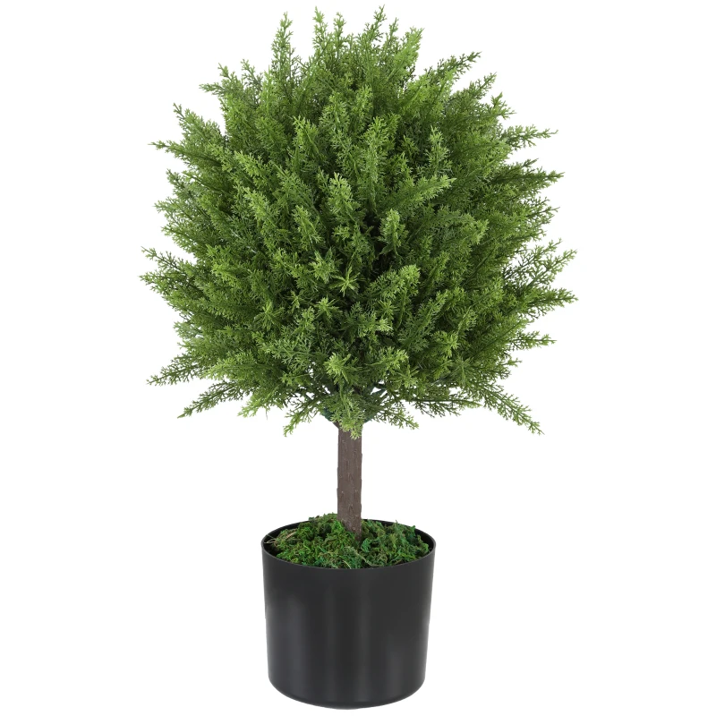 HOMCOM Plantă Artificială Cedru Rezistentă la Raze UV cu Ghiveci, Ø14,5x55 cm, Verde(m-10)