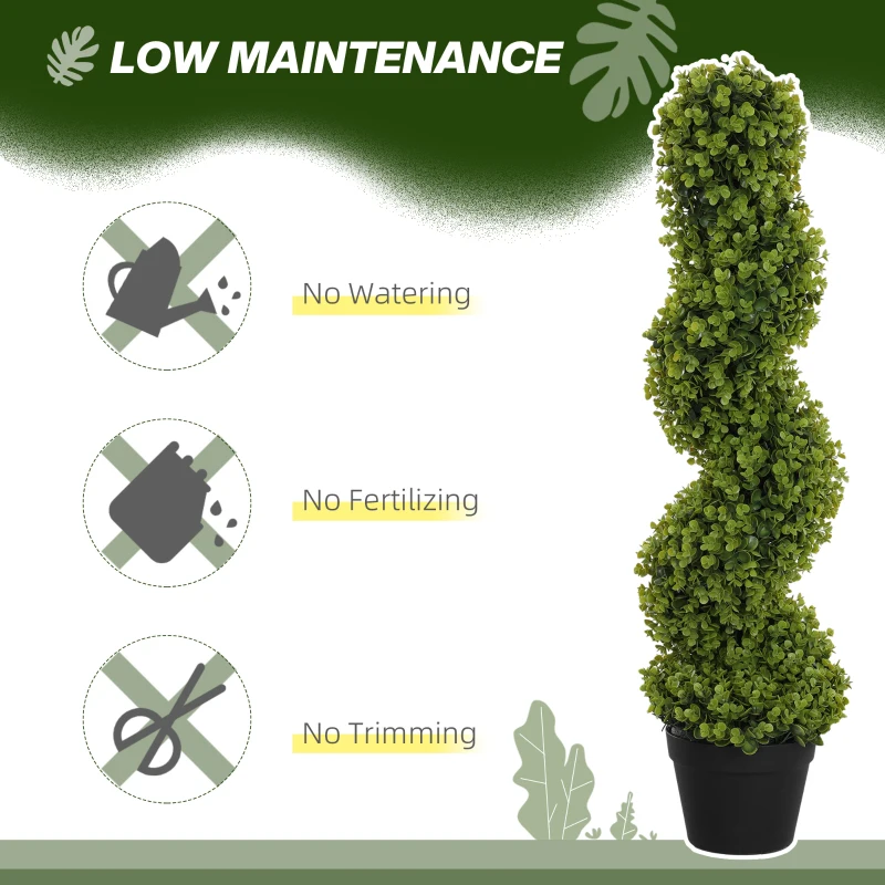 HOMCOM Plantă Artificială Eucalipt Spiralat cu Ghiveci Inclus Rezistent la Raze UV, Ø17,5x90 cm, Verde