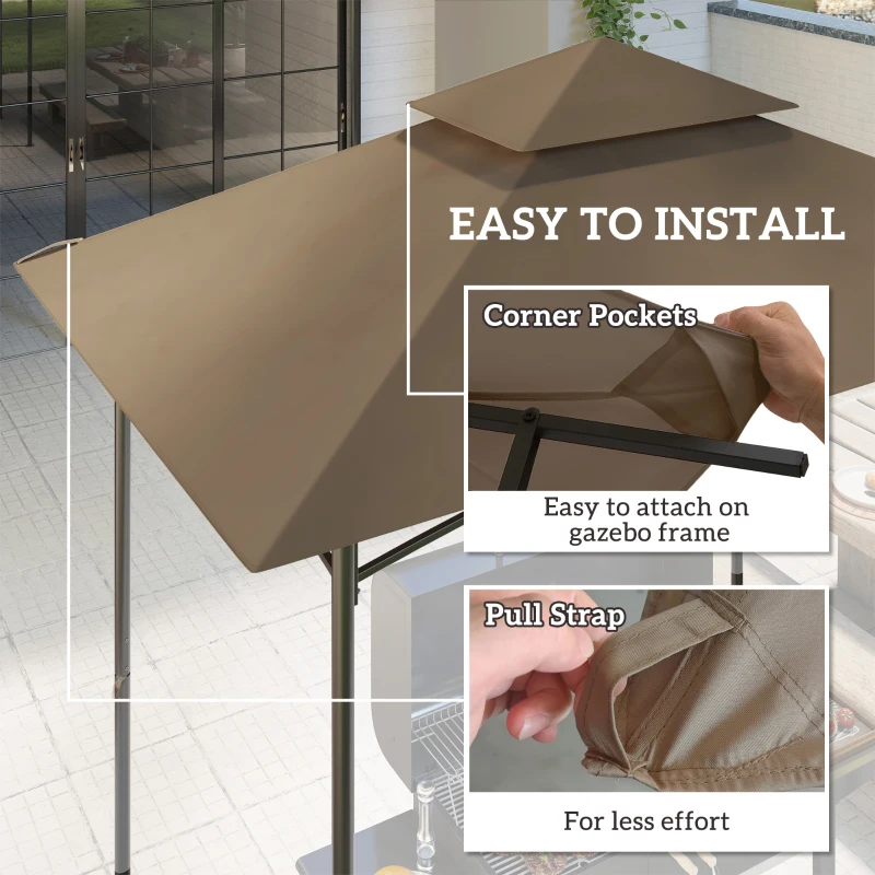 Outsunny Acoperiș de Schimb pentru Pergolă cu 2 Nivele și Buzunare de Colț, 160 g/m², UV50+, 244x152 cm, Kaki