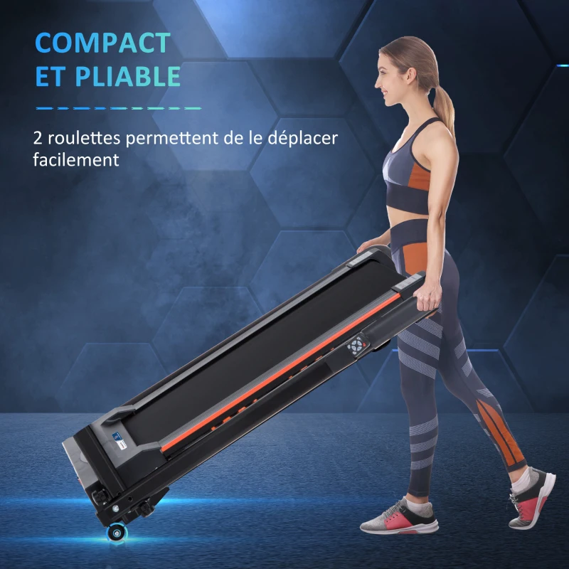 HOMCOM Tapis de course électrique de marche - 370 W pliable télécommande écran LCD vitesse 1-6 Km/h