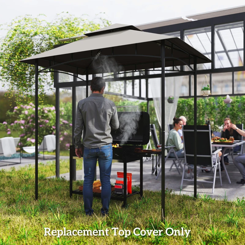 Outsunny Acoperiș de Schimb pentru Pergolă cu 2 Niveluri și Buzunare de Colț, 160 g/m², UV50+, 244x152 cm, Gri Deschis