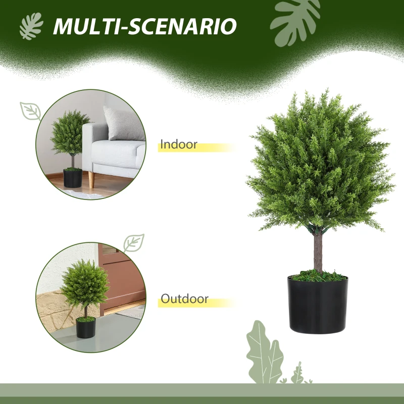 HOMCOM Plantă Artificială Cedru Rezistentă la Raze UV cu Ghiveci, Ø14,5x55 cm, Verde(m-6)