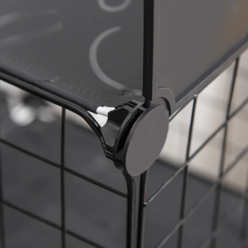 PawHut Țarc Modular pentru Animale de Talie Mică, cu Panouri și Accesorii, 105x70x116 cm, Negru