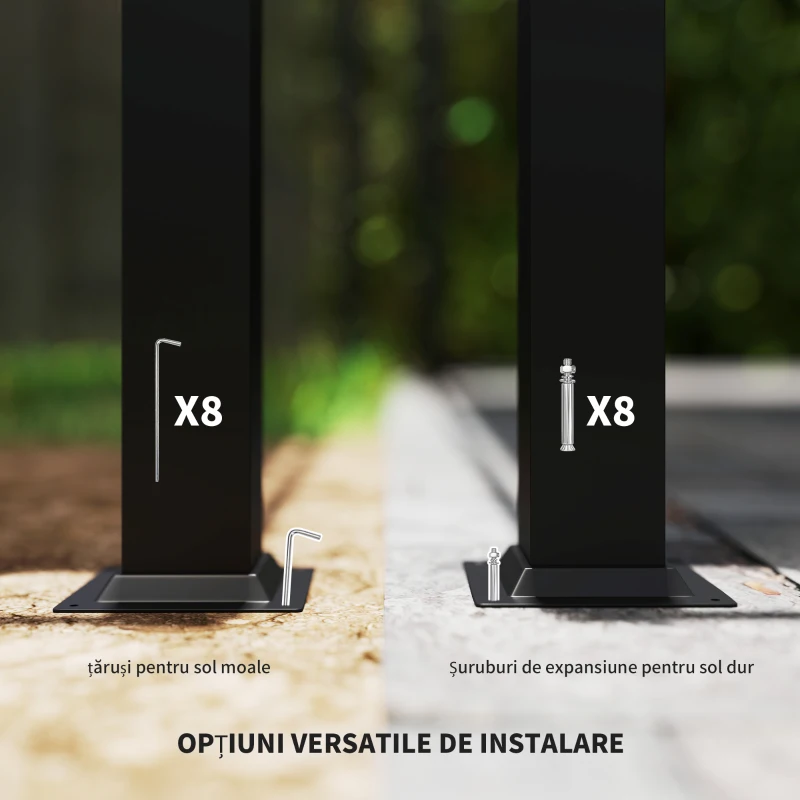 Outsunny Pergola Pavilion 3×3 m cu Copertina Retractabila – Alb‑Crem(m-7)