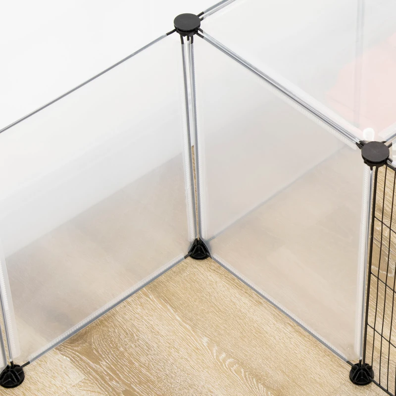 PawHut Țarc Modular pentru Animale de Talie Mică cu 20 de Panouri, 2 Uși și Accesorii, 175x70x45 cm, Negru