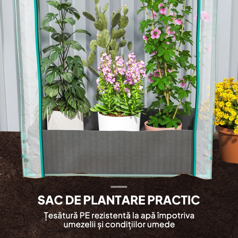 Outsunny Seră pentru Grădină cu Ușă Pliabilă pe Balamale și Sac pentru Plante, 89x50x152 cm, Transparent