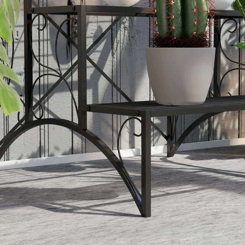 Outsunny Raft pentru Plante cu 3 Niveluri din metal, 60x60x60 cm, Negru