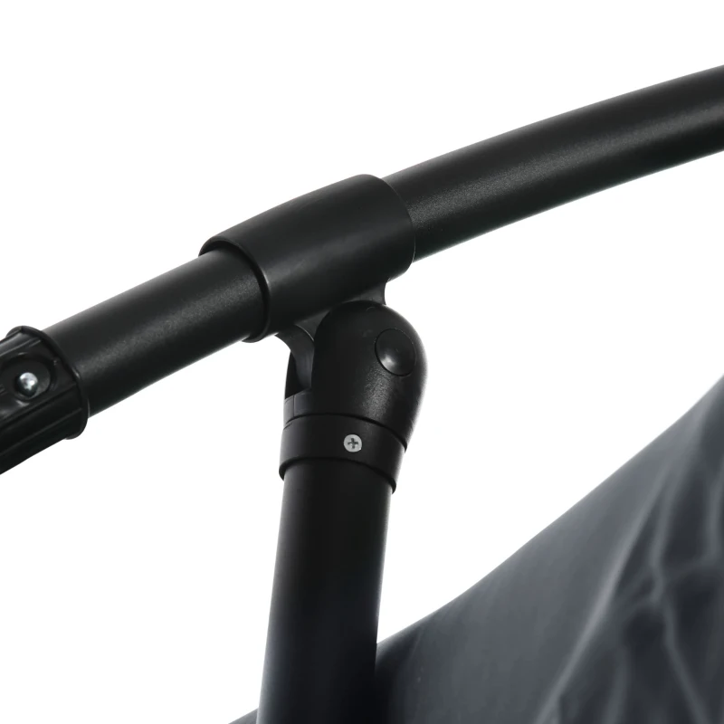 Outsunny Ombrellone da Giardino 3x3 m con Zanzariera, Apertura a Manovella e Base a Croce, Grigio Scuro