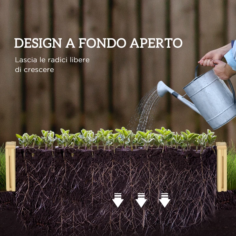 Outsunny Fioriera con Traliccio per Rampicanti e Fondo Aperto, in Legno di Abete, 230x60x110 cm, color Legno