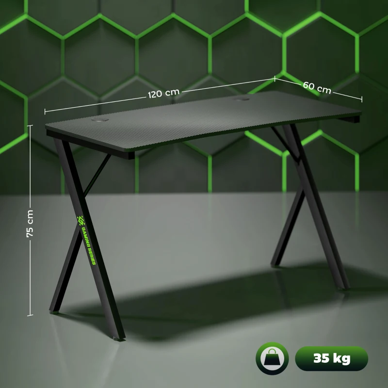 HOMCOM Birou Gaming cu Lumini LED Reglabile cu 2 Moduri, 3 Culori și Încărcare USB, 120x60x75 cm, Negru