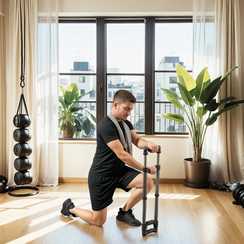 SPORTNOW Power Twister a 4 Molle con Resistenza da 10 a 50 kg, in Acciaio Inox, 80x22x5 cm, Nero