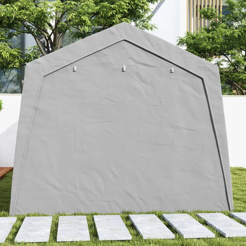Outsunny 3 x 6 m Wasserdichter Gartenschuppen mit UV-beständiger Kunststoff-Plane und Metallgestell, Hellgrau(m-8)