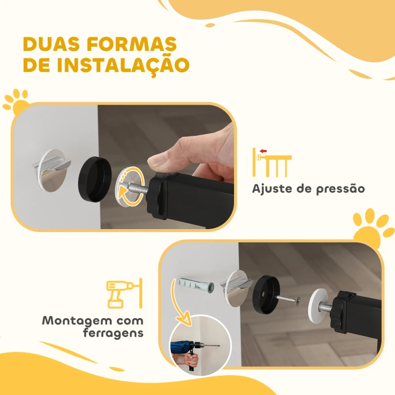 PawHut Barreira de Segurança para Cães Extensível Barreira para Animais de Estimação com Duplo Bloqueio 76-102x4x104 cm Preto