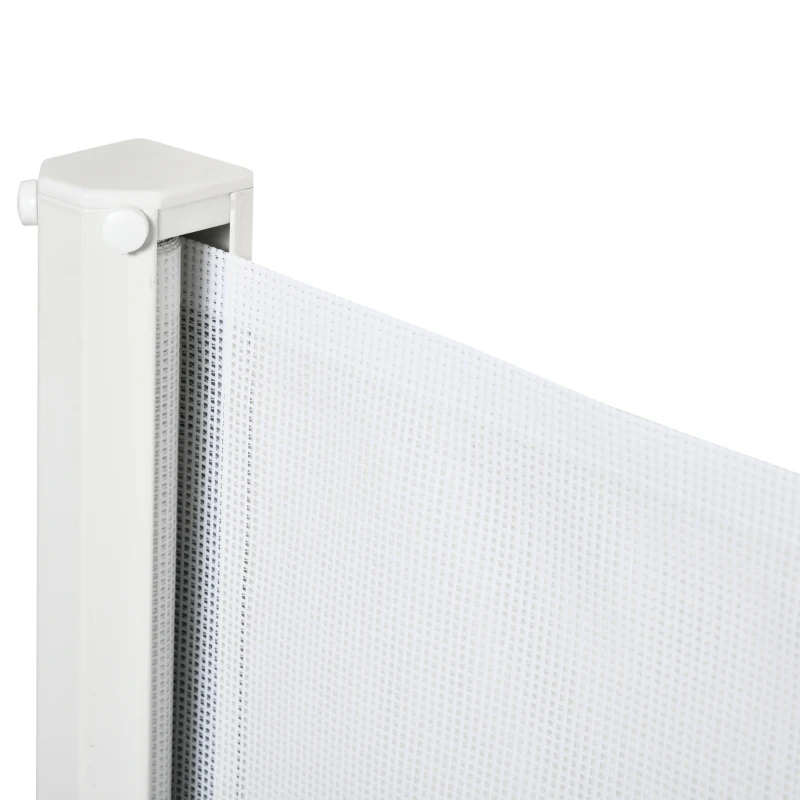 PawHut Puerta para Perros Plegable con Ancho Ajustable 5,5-115 cm Barrera de Seguridad para Perros Retráctil con Asa Blanco