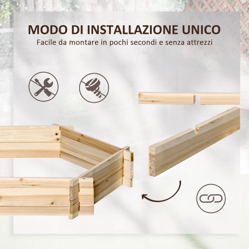 Outsunny Letto per Orto Senza Base e con Struttura a Incastro, in Legno, 100x92x16cm