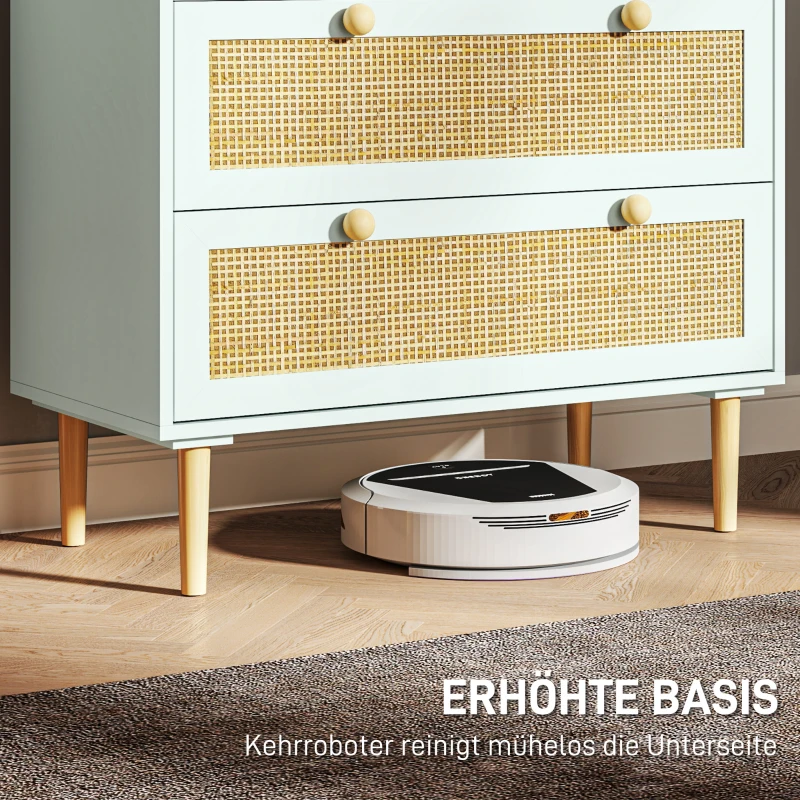 HOMCOM Slaapkamerkast met 3 Laden, Rotan Fronten, Klerenkast voor Gang, Entreegebied, MDF, Lichtblauw