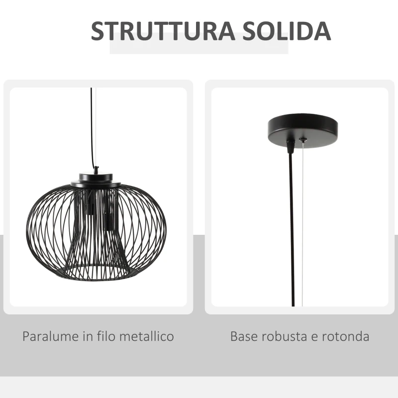 HOMCOM Lampadario da Soffitto Design Moderno con Attacco E27 e Altezza Regolabile, Ф50x150cm