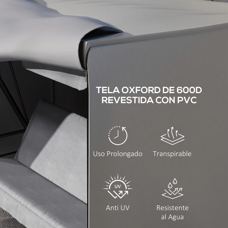 Outsunny Funda para Balancín de Jardín con Cremallera Cubierta para Muebles de Exterior 205x124x164 cm Gris Claro