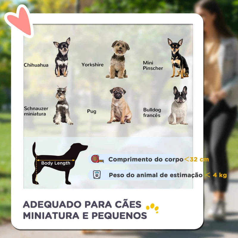 PawHut Carrinho para Cães Dobrável com Rodas Universáis Cesta de Armazenamento Correias de Segurança e Janelas 67x45x96 cm Preto