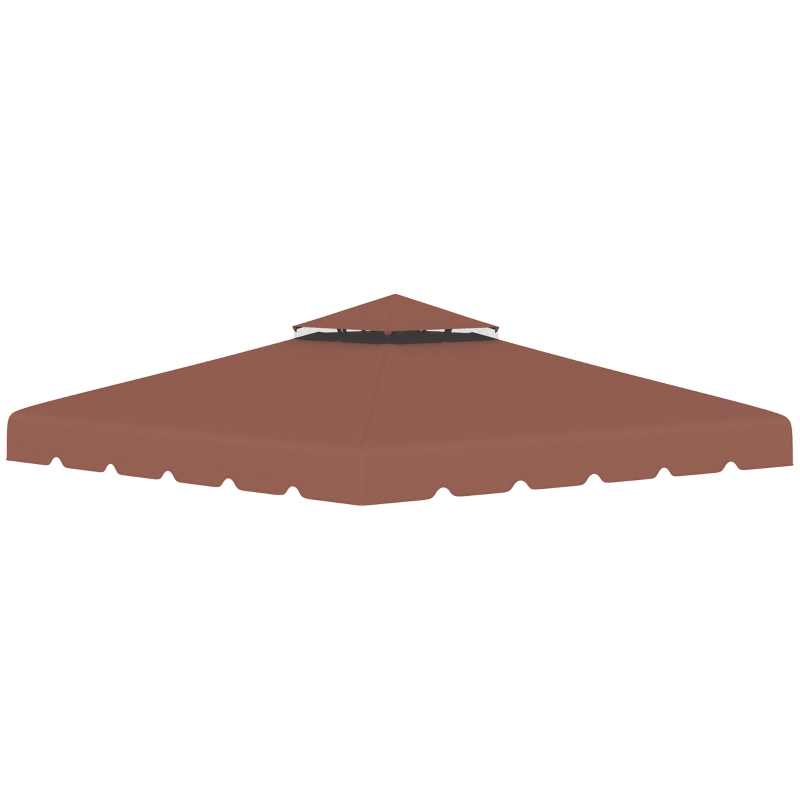 Outsunny Techo de Repuesto para Cenador 3x3 m Cubierta de Repuesto con Techo Doble y 8 Orificios de Drenaje Café