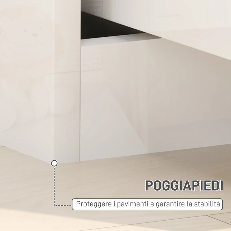 HOMCOM Comodino Moderno in Legno con 2 Cassetti e Design Lucido, 40x40x48 cm, Bianco