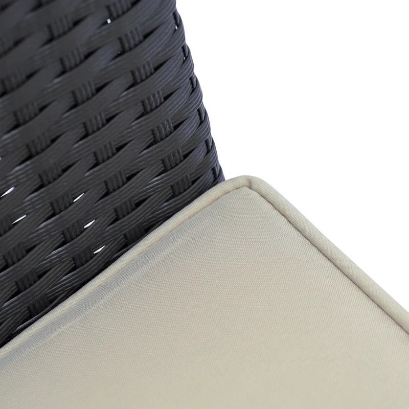 Outsunny Set Tavolo e Sedie da Giardino 7 Pezzi in PE Rattan e Legno con Cuscini Morbidi, Nero