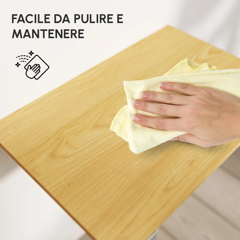 HOMCOM Tavolino a Muro Pieghevole Salvaspazio in MDF e Telaio in Metallo, per Cucina Salotto, Color Legno, 60x40x20cm