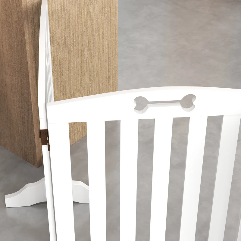 PawHut Barrera de Seguridad para Perros Valla para Perros Plegable 207,5 cm con Pies Extraíbles para Escalera Pasillo Blanco