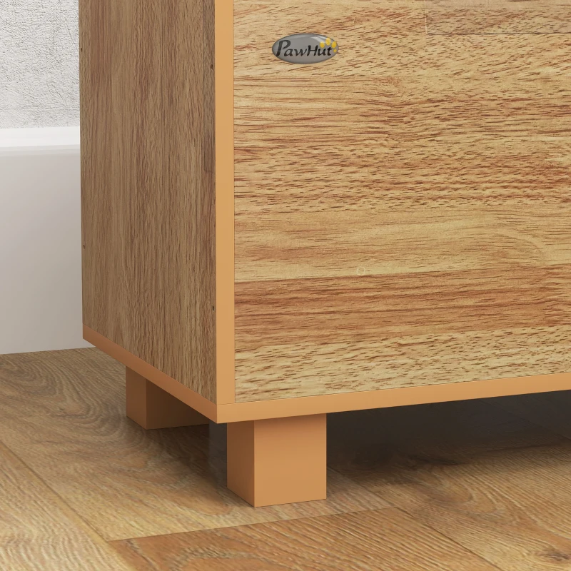 PawHut Comedouro para Cães Elevado com Sistema de Alimentação Lento Espaço de Arrumação 2 Tigelas de 2L de Aço Inoxidável 60x30x35,5 cm Madeira