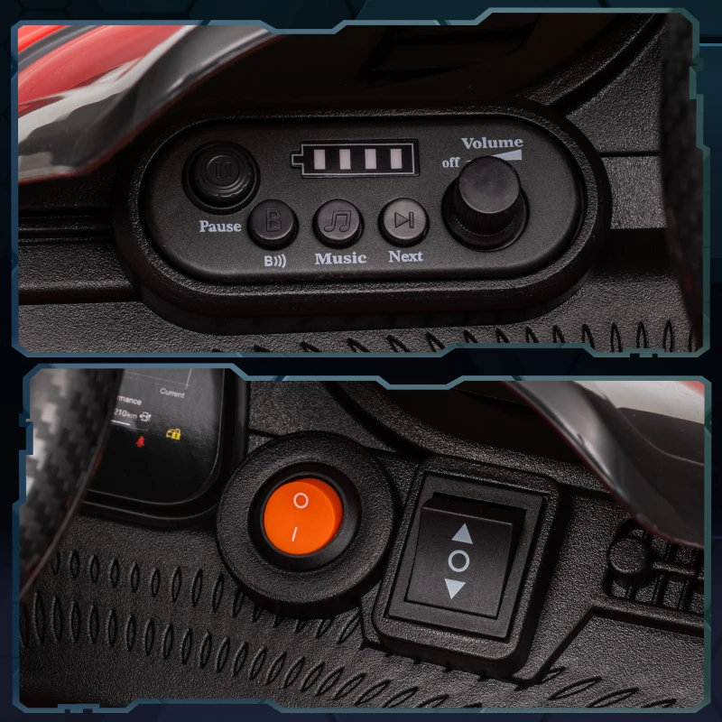 AIYAPLAY Carro Elétrico para Crianças Maserati Gran Turismo Folgore 12V Controlo Remoto Faróis Buzina e Música MP3 98x59x43 cm Vermelho