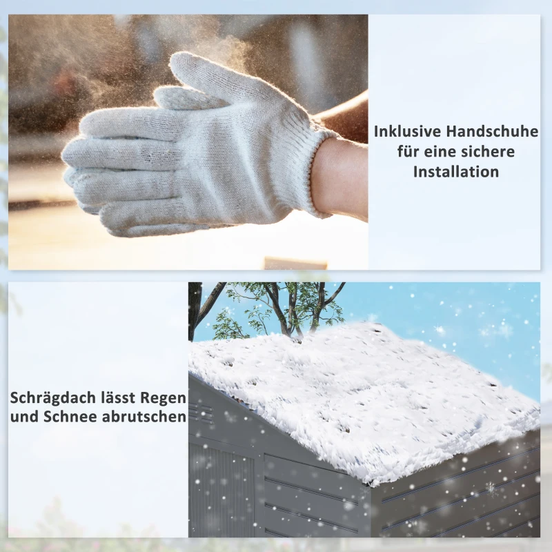 Outsunny 2,1 x 1,3 m Tuinschuur, Gereedschapsschuur van Staal, Afsluitbare Deuren, 4 Ventilatieopeningen, Grijs