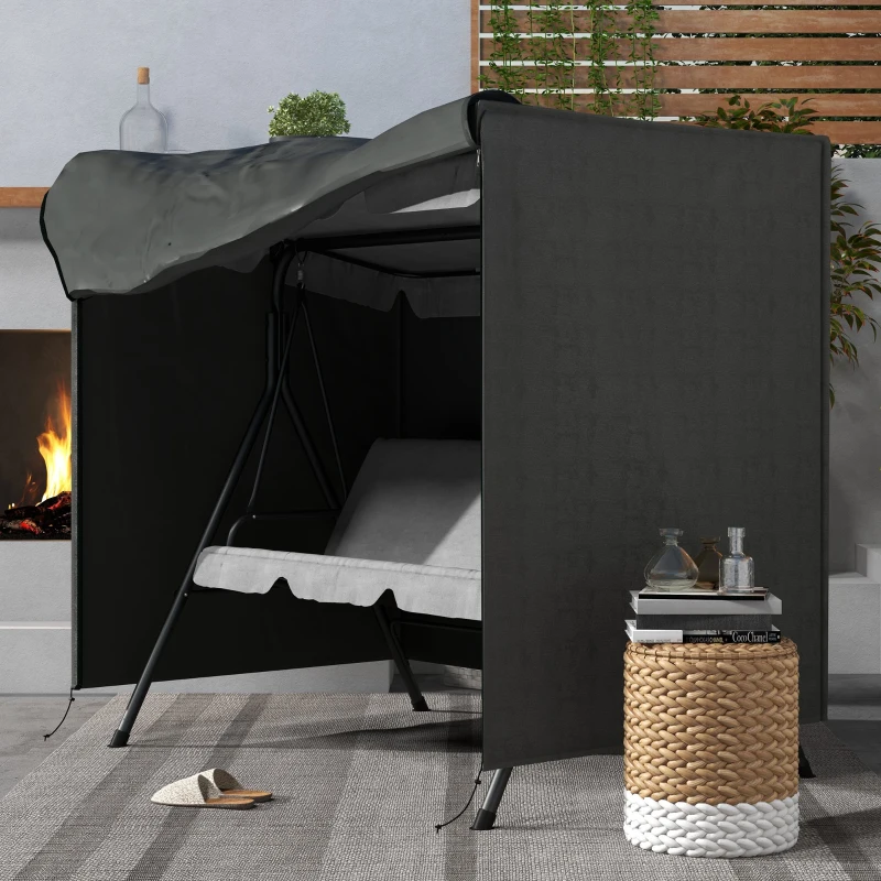 Outsunny Funda para Balancín de Jardín con Cremallera Cubierta para Muebles de Exterior 177x114x152 cm Gris Oscuro