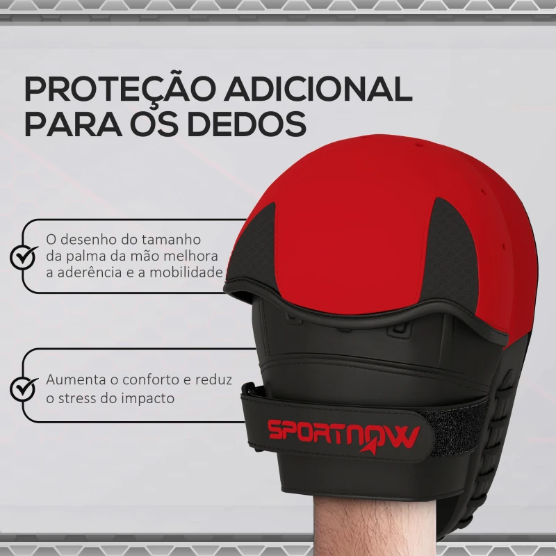 SPORTNOW Plastrons de Boxeo Paos de Muay Thai MMA para Treino de Boxeo Boxing Karate Taekwondo Artes Marciais 24x19x4 cm Vermelho