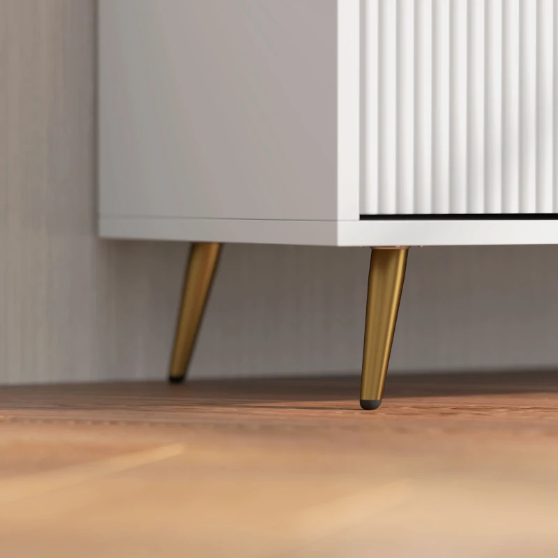 HOMCOM Móvel de TV Moderno Móvel de TV para Sala de Estar com 2 Compartimentos Abertos  para Televisores de 55 Polegadas 120x35x48 cm Branco