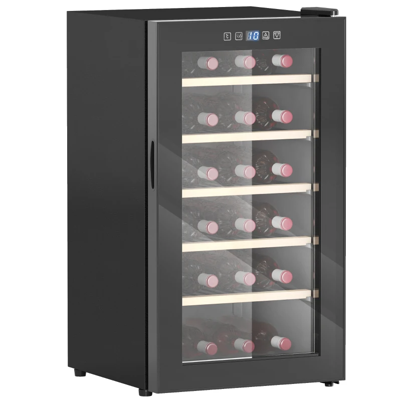 HOMCOM Wijnkoelkast voor 41 Flessen, 91 Liter Capaciteit, Drankenkoelkast met LED-Display en Touchscreen, Zwart(m-11)