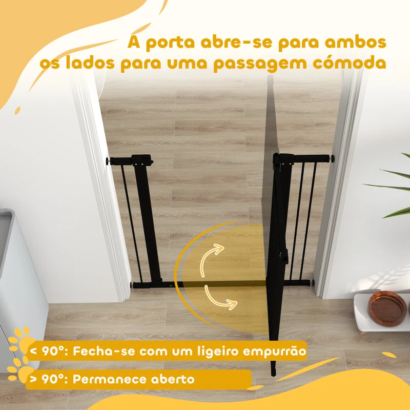 PawHut Barreira de Segurança para Cães Extensível Barreira para Animais de Estimação com Duplo Bloqueio 76-102x4x104 cm Preto