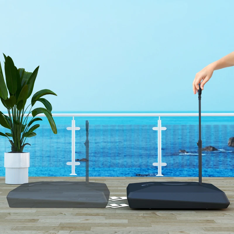 Outsunny Schirmständer mit verstellbaren Rädern, Sonnenschirmbasis, mit Wasser und Sand befüllbar, Kunststoff, Schwarz